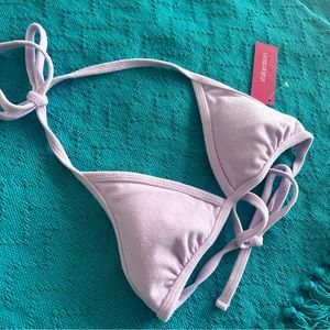 Violet Terrycloth Triangle Bikini Top M